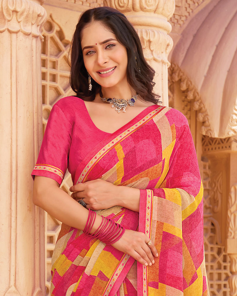Vishal Prints Multicolour Printed Georgette Saree With Fancy Border