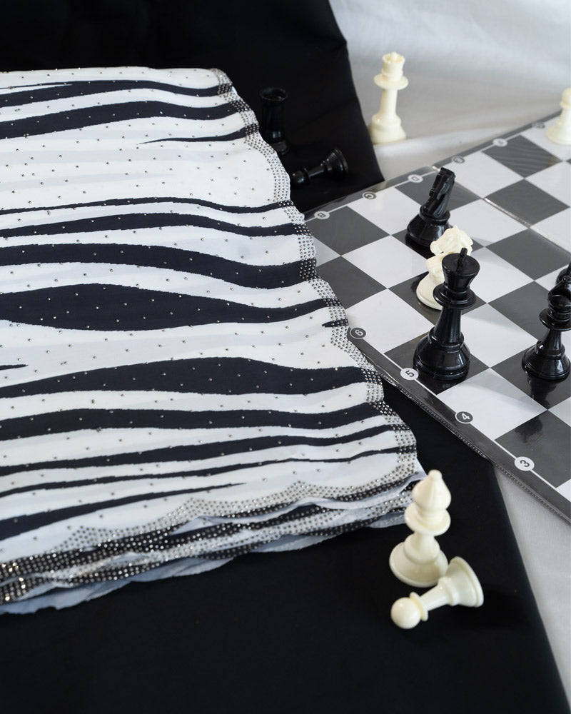 Vishal Prints Black And White Fancy Satin Digital Print Saree With Diamond Work And Cut Work Border