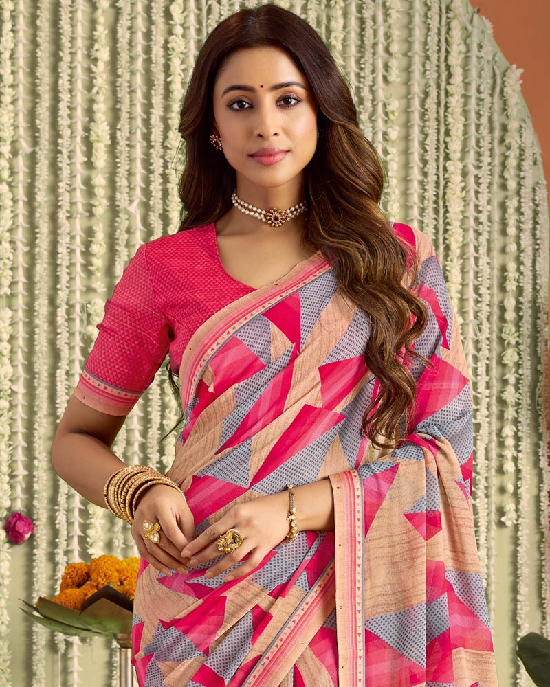 Vishal Prints Multicolour Printed Georgette Saree With Fancy Border