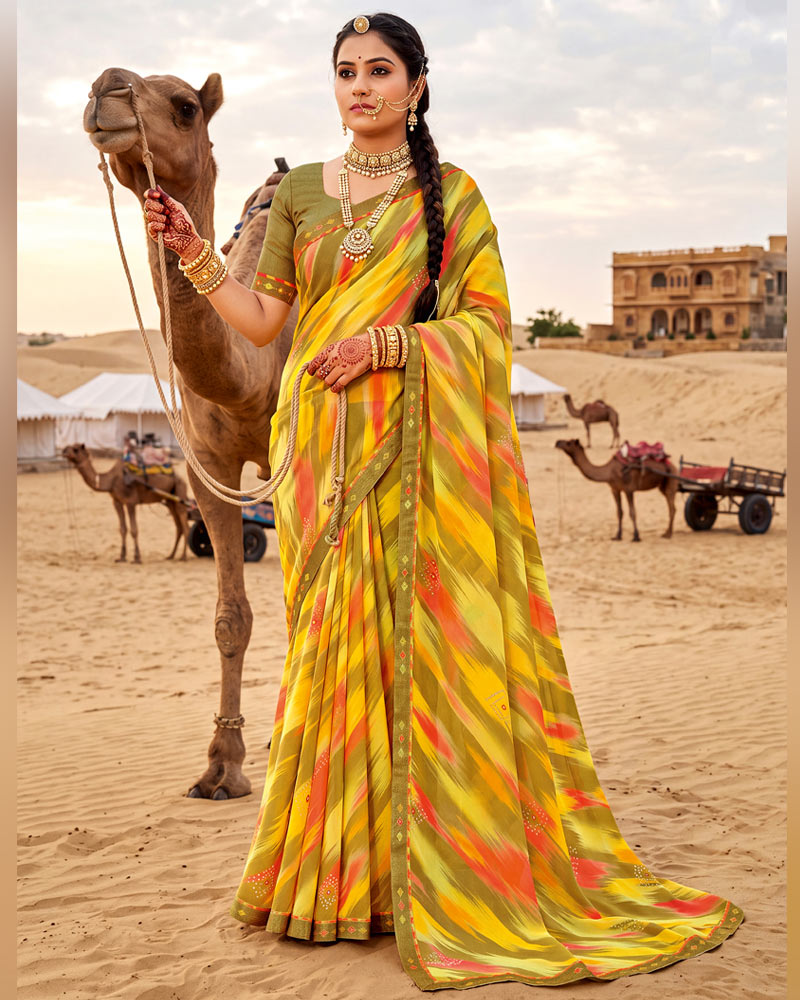 Vishal Prints Multicolor Printed Georgette Saree With Fancy Border
