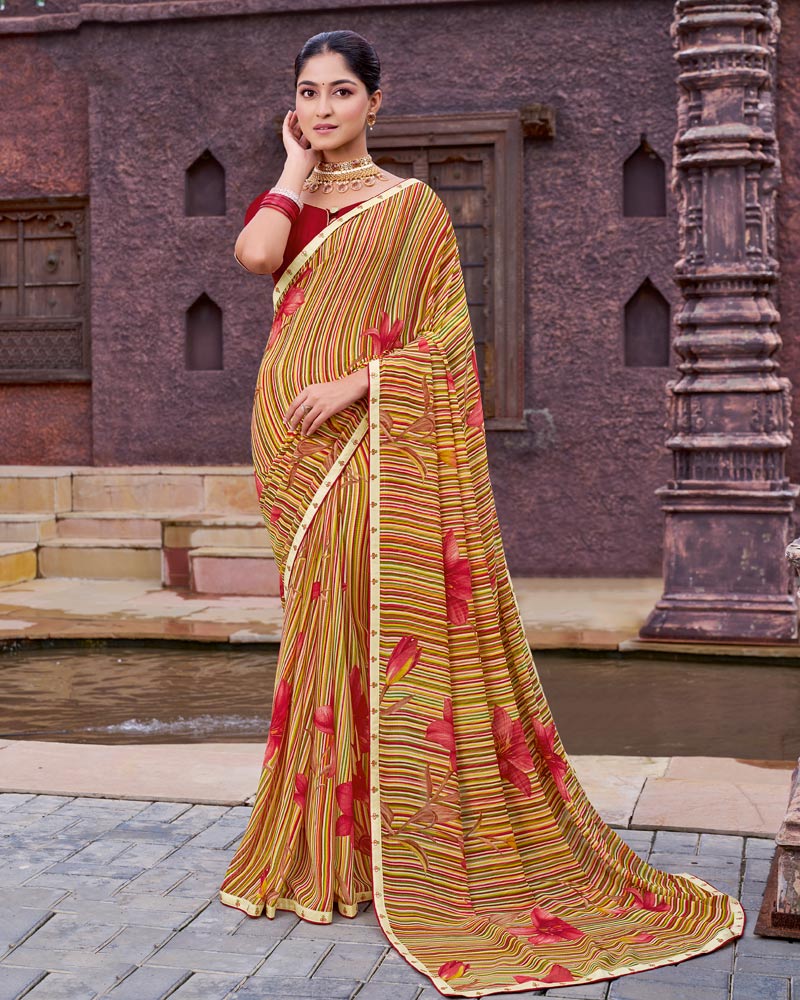 Vishal Prints Multicolor Printed Georgette Saree With Fancy Border