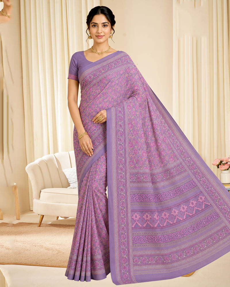 Vishal Prints Lavender Purple Digital Print Georgette Saree