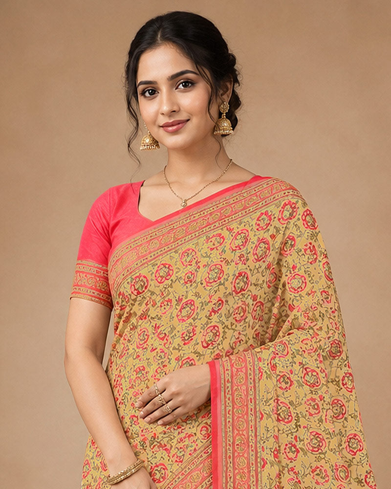 Vishal Prints Sandy Brown Digital Print Georgette Saree