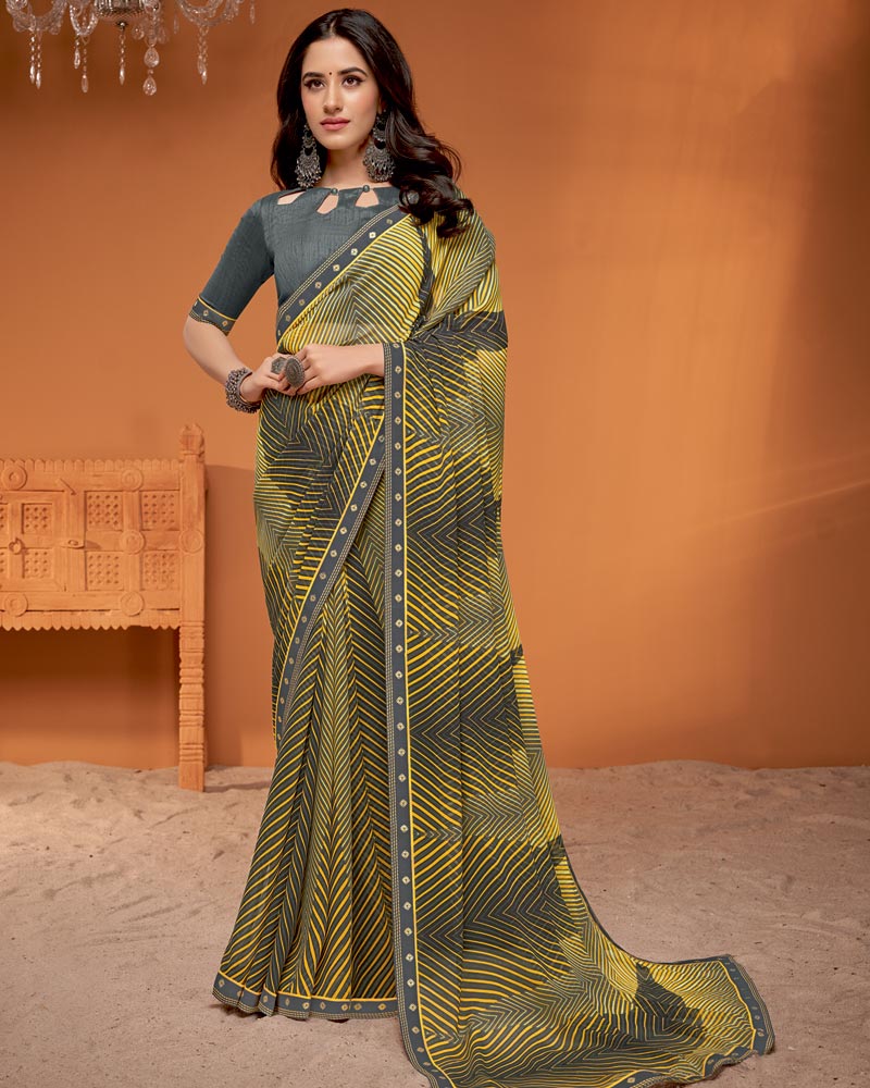 Vishal Prints Multicolor Printed Georgette Saree With Fancy Border