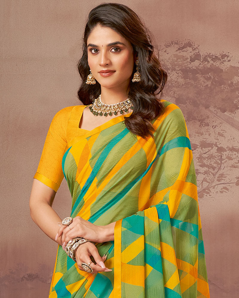 Vishal Prints Multicolour Printed Georgette Saree With Satin Piping