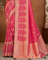 Vishal Prints Hot Pink Art Silk Zari Weaving Saree With Diamond Work