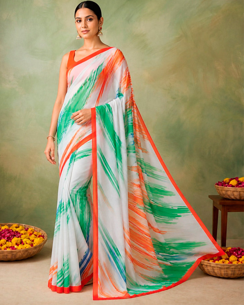 Vishal Prints Independence Day Special Digital Print Saree