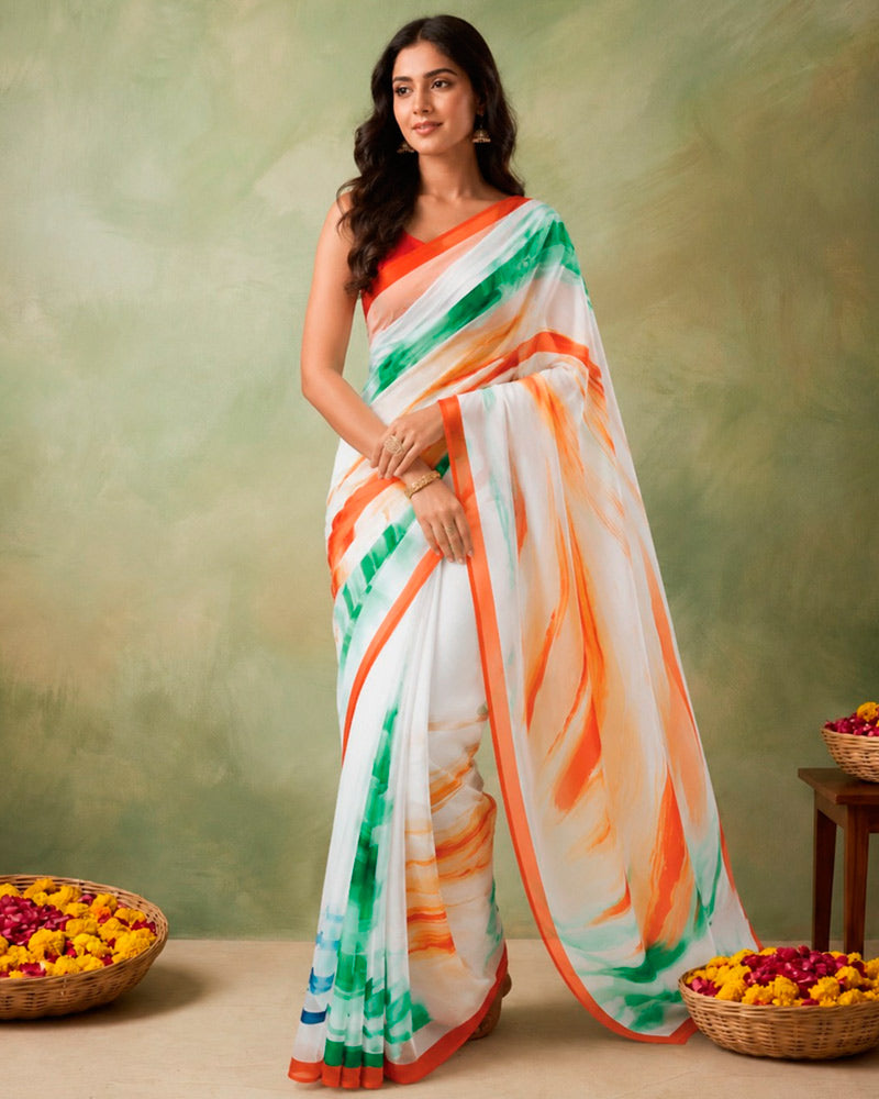 Vishal Prints Independence Day Special Digital Print Saree