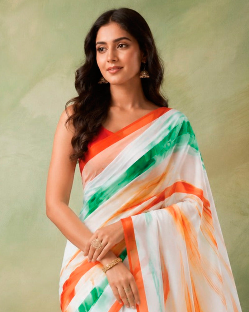 Vishal Prints Independence Day Special Digital Print Saree