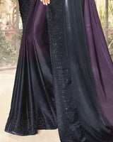 Vishal Prints Purple Satin Saree With Stone Work