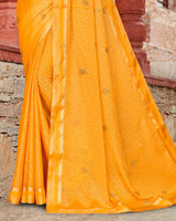 Vishal Prints Yellow Brasso Saree With Foil Print And Jari Border