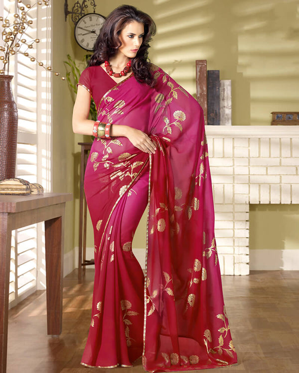 Vishal Prints Rani Georgette Saree With Jari Border