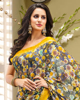 Vishal Prints Multi Colour Crepe Saree With Satin Border