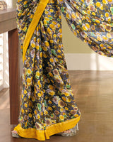 Vishal Prints Multi Colour Crepe Saree With Satin Border