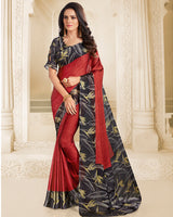 Vishal Prints Maroon And Black Digital Print Chiffon Saree