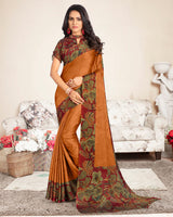 Vishal Prints Ochre Digital Print Chiffon Saree