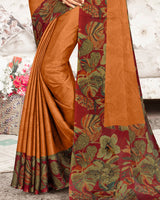 Vishal Prints Ochre Digital Print Chiffon Saree
