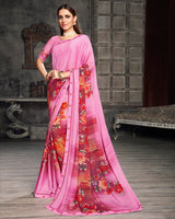 Vishal Prints Pastel Pink Digital Print Crepe Saree