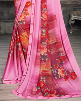 Vishal Prints Pastel Pink Digital Print Crepe Saree