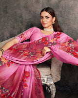 Vishal Prints Pastel Pink Digital Print Crepe Saree