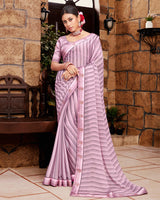 Vishal Prints Light Mauve Chiffon Saree With Diamond Work Border