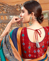 Vishal Prints Dark Grey Silk Saree With Weaving Work