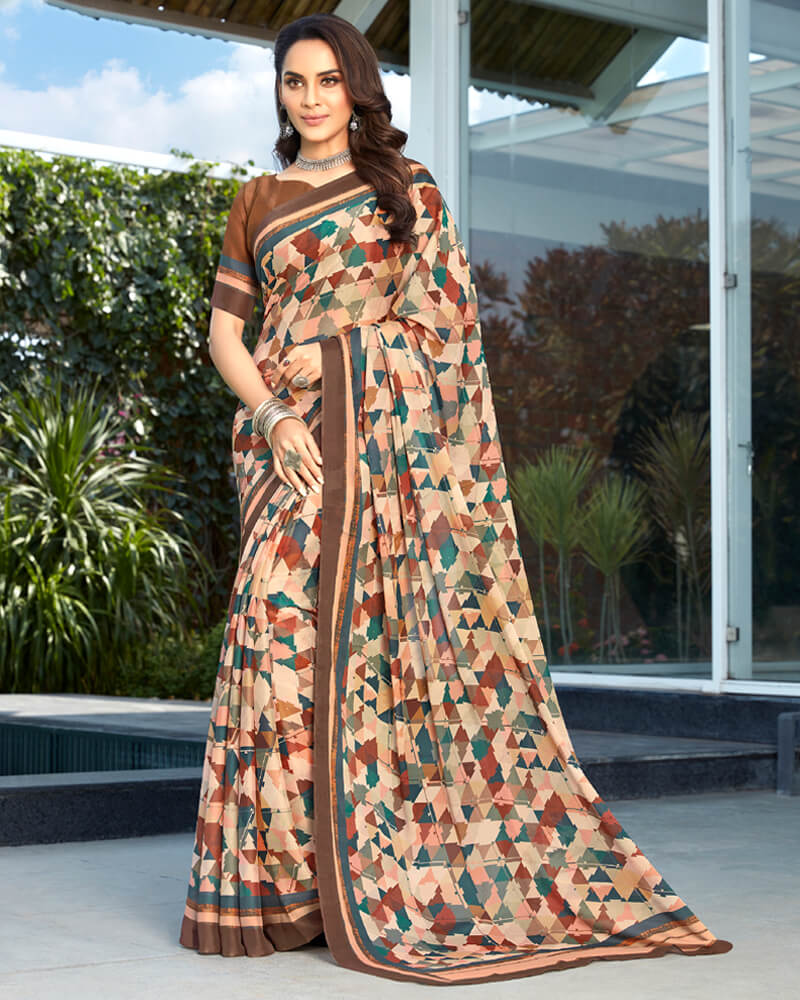 Vishal Prints Multicolor Digital Print Crepe Saree