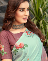 Vishal Prints Mint Green Digital Print Crepe Saree