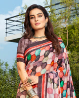 Vishal Prints Dusty Pink Digital Print Crepe Saree