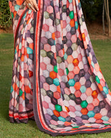 Vishal Prints Dusty Pink Digital Print Crepe Saree