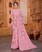Vishal Prints Baby Pink Cotton Brasso Saree With Foil Print