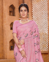 Vishal Prints Baby Pink Cotton Brasso Saree With Foil Print