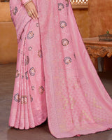 Vishal Prints Baby Pink Cotton Brasso Saree With Foil Print