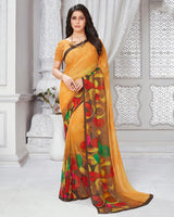 Vishal Prints Shaded Orange Digital Print Georgette Saree