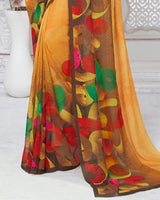 Vishal Prints Shaded Orange Digital Print Georgette Saree