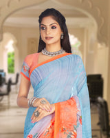 Vishal Prints Pastel Blue Digital Print Georgette Saree