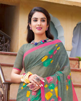 Vishal Prints Grey Printed Georgette Saree