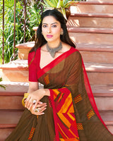Vishal Prints Dark Mustard Printed Georgette Saree