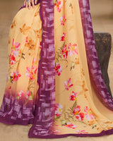 Vishal Prints Pastel Orange Digital Print Georgette Saree