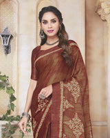 Vishal Prints Rust Digital Print Crepe Saree