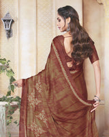 Vishal Prints Rust Digital Print Crepe Saree
