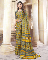 Vishal Prints Grey Digital Print Crepe Saree