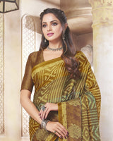 Vishal Prints Deep Coffee Brown Digital Print Crepe Saree