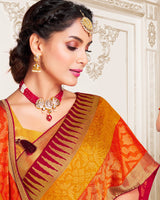 Vishal Prints Maroon Brasso Saree With Foil Print And Tassel