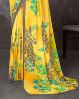 Vishal Prints Yellow Digital Print Georgette Saree