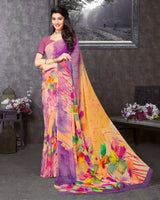 Vishal Prints Deep Magenta Digital Print Georgette Saree