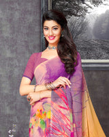 Vishal Prints Deep Magenta Digital Print Georgette Saree