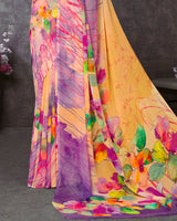 Vishal Prints Deep Magenta Digital Print Georgette Saree