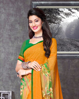Vishal Prints Orange Digital Print Georgette Saree