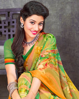 Vishal Prints Orange Digital Print Georgette Saree